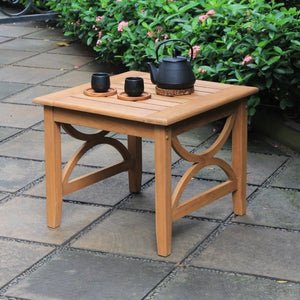 Abbington Teak Wood 5 Piece Patio Conversation Set with Gray Cushion - Cambridge Casual