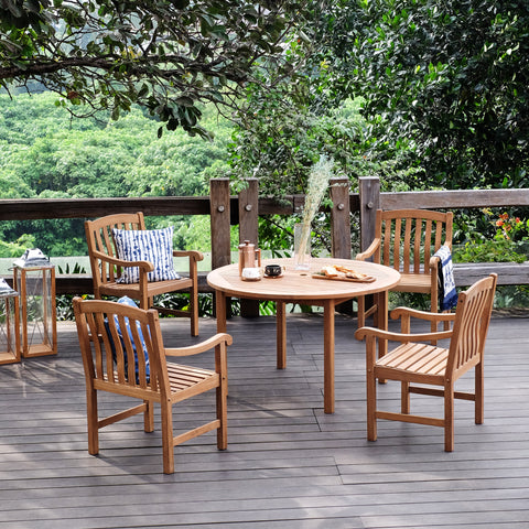 Vermont Teak Wood 5 Piece Outdoor Dining Set - Cambridge Casual