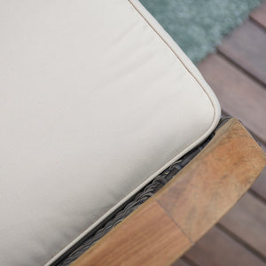 Palma Teak Wood 3 Piece Patio Conversation Set with Taupe Cushion FREE Lumbar Pillow - Cambridge Casual