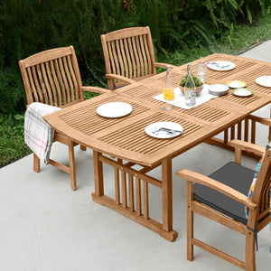 Rowlette Teak Wood 7 Piece Outdoor Extendable Table Dining Set with Gray Cushion - Cambridge Casual