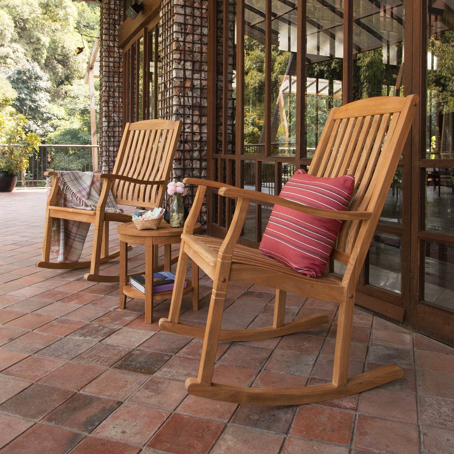Richmond Teak Wood 3-Piece Porch Rocker Conversation Set – Cambridge Casual