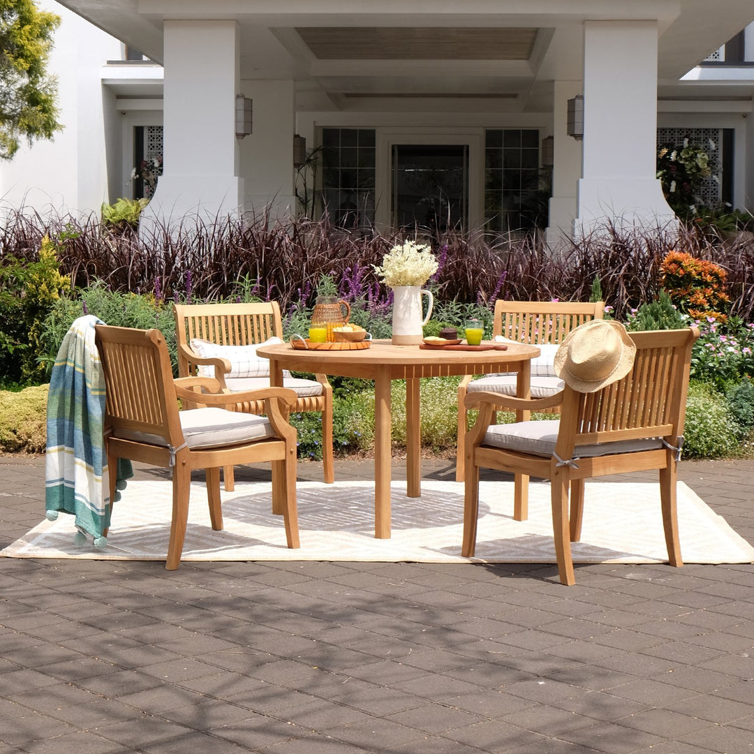 [DETAILS] Mosko Teak Wood 5 Piece Outdoor Dining Set - Cambridge Casual