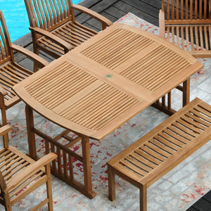 Caterina Teak Wood 6 Piece Outdoor Dining Set with Beige Cushion - Cambridge Casual