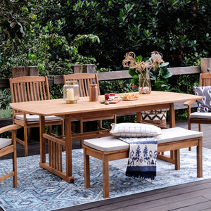 Caterina Teak Wood 6 Piece Outdoor Dining Set with Beige Cushion - Cambridge Casual