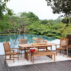Caterina Teak Wood 6 Piece Outdoor Dining Set