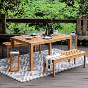 Abbington Teak Wood 3 Piece Outdoor Picnic Dining Set - Cambridge Casual
