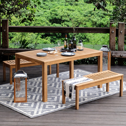 Abbington Teak Wood 3 Piece Outdoor Picnic Dining Set