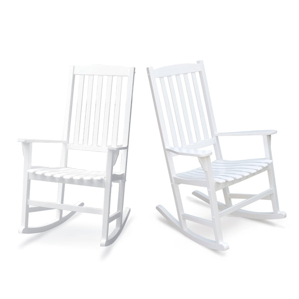 Moni Mahogany Wood White Porch Rocking Chair (Set of 2) - Cambridge Casual