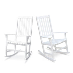 Moni 2 Piece Mahogany Wood White Porch Rocking Chair