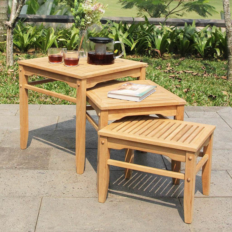 [DETAILS] Richmond Teak Wood Outdoor Nesting Side Table - Cambridge Casual