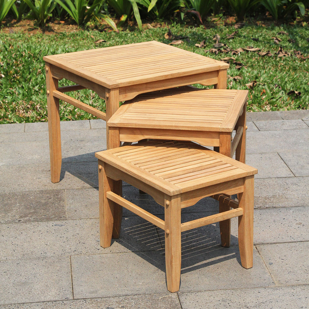 [DETAILS] Richmond Teak Wood Outdoor Nesting Side Table - Cambridge Casual