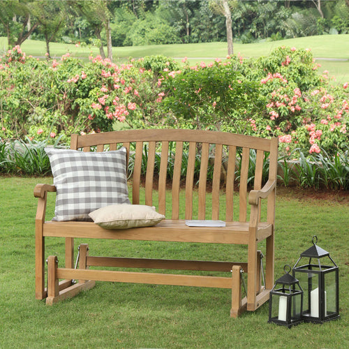 Vermont Teak Wood Outdoor Glider Bench - Cambridge Casual