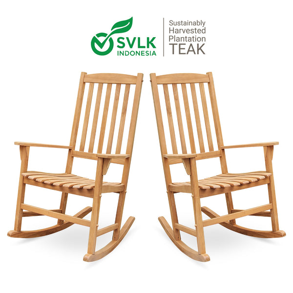 Moni Teak Wood Porch Rocking Chair (Set of 2) - Cambridge Casual